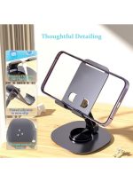 Metal phone Holder for Desk, Portable & Foldable Cell Phone Stand for Office & Kitchen,60°Rotating, Adjustable Tablet Stand for All Mobile Phones (silver) - Image 6