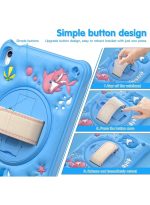 Case for iPad (A16) 11th 10th Generation 10.9" for Kids Boys, Heavy Duty Rugged Cute Cartoon Dolphins Cover with pen+Swivel Stand+Handle Strap, Azure Blue - Image 2