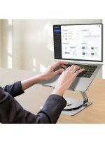 t672 carbon steel laptop stand v6.1 electric fan three speed 360 rotating - silver - Image 7