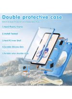 Case for iPad (A16) 11th 10th Generation 10.9" for Kids Boys, Heavy Duty Rugged Cute Cartoon Dolphins Cover with pen+Swivel Stand+Handle Strap, Azure Blue - Image 3