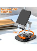 Q17-L Metal Cell Phone Stand for Desk, Adjustable Foldable Desktop Phone Holder, 360 Degree Rotating Phone Stand for Recording - Image 8