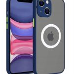 Magnetic Case for iPhone 13, Compatible with Wireless Charging [Silky Touch] [Matte PC Back] TPU Bumper Shockproof Slim Thin Phone - Blue