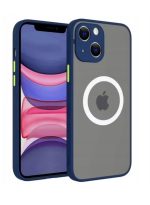 Magnetic Case for iPhone 13, Compatible with Wireless Charging [Silky Touch] [Matte PC Back] TPU Bumper Shockproof Slim Thin Phone - Blue