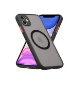 Magnetic Case for iPhone 16 , Compatible with Wireless Charging [Silky Touch] [Matte PC Back] TPU Bumper Shockproof Slim Thin Phone Case - Black