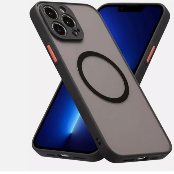 Magnetic Case for iPhone 13 pro , Compatible with Wireless Charging [Silky Touch] [Matte PC Back] TPU Bumper Shockproof Slim Thin Phone - Black