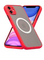 Magnetic Case for iPhone 16 , Compatible with Wireless Charging [Silky Touch] [Matte PC Back] TPU Bumper Shockproof Slim Thin Phone Case - red
