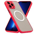 Magnetic Case for iPhone 16 pro , Compatible with Wireless Charging [Silky Touch] [Matte PC Back] TPU Bumper Shockproof Slim Thin Phone Case - Red