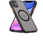 Magnetic Case for iPhone 15 , Compatible with Wireless Charging [Silky Touch] [Matte PC Back] TPU Bumper Shockproof Slim Thin Phone Case - Black