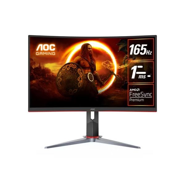 AOC C24G2 23.6-Inch (VA / 1500R) Curved Gaming Monitor, 1920 × 1080 (FHD), 165Hz, 1ms, HDR Mode Visual Enhancement, VGA x 1, HDMI 1.4 x 2, DisplayPort 1.2 x 1, Adaptive Sync Anti-tearing Technology Black