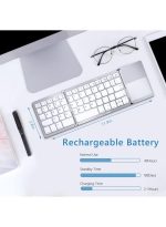 Foldable Bluetooth Keyboard with Touchpad - Portable Wireless Keyboard with Stand Holder, Rechargeable Full Size Ultra Slim Pocket Folding Keyboard for Android Windows IOS Tablet & Laptop-Silver - Image 5