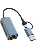 USB LAN Adapter, 2-in-1 USB-C Ethernet Wired Network Adapter 100/1000/Mbps LAN Adapter for PS4, PS5, Switch, Steam Deck, XPS, TV Box, iPad, MacBook, Smartphone, Tablet, Laptop, etc