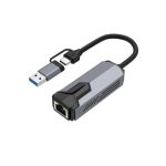 Ethernet Adapter 5000Mbps 5G USB 3.0 Type C to RJ45 Network Card Wired Ethernet Gigabit Adapter Card LAN Hub Compatible with MacBook iPad