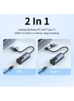Ethernet Adapter 5000Mbps 5G USB 3.0 Type C to RJ45 Network Card Wired Ethernet Gigabit Adapter Card LAN Hub Compatible with MacBook iPad - Image 2