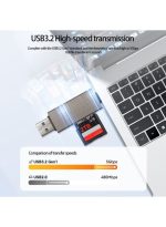 SD/Micro SD Card Reader, USB 3.2 and USB-C to SD/TF Memory Card Adapter, Support UHS-I SDHC/SDXC/MicroSD, Suitable for Mac, Macbook, Computer, Laptop, iPad 10, iPhone,Support 2TB memory card/5Gbps high-speed transmission/plug and play - silver - Image 4