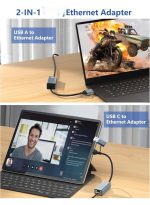 USB LAN Adapter, 2-in-1 USB-C Ethernet Wired Network Adapter 100/1000/Mbps LAN Adapter for PS4, PS5, Switch, Steam Deck, XPS, TV Box, iPad, MacBook, Smartphone, Tablet, Laptop, etc - Image 3