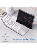 Foldable Bluetooth Keyboard with Touchpad - Portable Wireless Keyboard with Stand Holder, Rechargeable Full Size Ultra Slim Pocket Folding Keyboard for Android Windows IOS Tablet & Laptop-Silver - Image 3