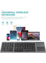 Foldable Bluetooth Keyboard with Touchpad - Portable Wireless Keyboard with Stand Holder, Rechargeable Full Size Ultra Slim Pocket Folding Keyboard for Android Windows IOS Tablet & Laptop-Gray - Image 2
