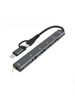 USB C/Lightning Hub, 5-in-1 MultiPort Adapter Dock with 2 x USB-C, 1 x USB A, SD/audio jack 3.5mm Slot USB Splitter Compatible with iPhone/iPad Pro,PC,MacBook Air/Pro,Laptop,PS5/PS4 More Type C Devices