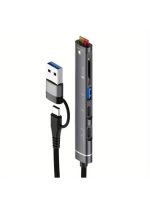 5-in-1 USB Hub Station Multi-Port Adapter with Micro SD Card Reader Charging Station - Type C and USB A Compatible for all Phone, Device