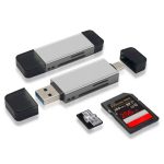 SD/Micro SD Card Reader, USB 3.2 and USB-C to SD/TF Memory Card Adapter, Support UHS-I SDHC/SDXC/MicroSD, Suitable for Mac, Macbook, Computer, Laptop, iPad 10, iPhone,Support 2TB memory card/5Gbps high-speed transmission/plug and play - silver