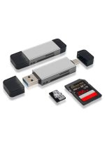 SD/Micro SD Card Reader, USB 3.2 and USB-C to SD/TF Memory Card Adapter, Support UHS-I SDHC/SDXC/MicroSD, Suitable for Mac, Macbook, Computer, Laptop, iPad 10, iPhone,Support 2TB memory card/5Gbps high-speed transmission/plug and play - silver