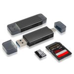 SD/Micro SD Card Reader, USB 3.2 and USB-C to SD/TF Memory Card Adapter, Support UHS-I SDHC/SDXC/MicroSD, Suitable for Mac, Macbook, Computer, Laptop, iPad 10, iPhone,Support 2TB memory card/5Gbps high-speed transmission/plug and play - black