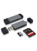 SD/Micro SD Card Reader, USB 3.2 and USB-C to SD/TF Memory Card Adapter, Support UHS-I SDHC/SDXC/MicroSD, Suitable for Mac, Macbook, Computer, Laptop, iPad 10, iPhone,Support 2TB memory card/5Gbps high-speed transmission/plug and play - Grey