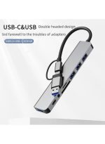 Professional 8-in-1 multi-port USB-C hub, 3 USB 2.0 ports, 1 USB 3.0 port, SD/TF card reader, 3.5mm audio port, portable USB-C hub for tablets, laptops, PS5/PS4, network adapters, and flash storage devices. - Image 5