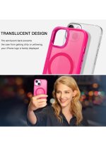 Mobile Phone Case iPhone 16 pro max [Compatible with MagSafe] Translucent Matte Magnetic Shockproof Anti-Fingerprint Protective Case Case, Bright pink - Image 2