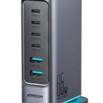 JOYROOM Jr‑Tcm02 65W Gan Multi‑Port Charger – Fast Charge 4×Usb‑C + 2×Usb‑A, 6‑Device Simultaneous Charging, Pps 3.3‑21V, Gan Efficiency, 1.5 M Detachable Cable, Usb‑C Pd & Qc Safety Dark Grey