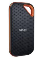sandisk 4TB Extreme PRO Portable SSD V2, USB 3.2 Gen 2x2 Type-C, Up to 2000 MB/s Read & Write Speeds, 256-Bit AES Hardware Encryption, Carabiner Loop, IP65, Black - Orange | SDSSDE81-4T00-G25