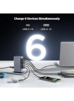 JOYROOM Jr‑Tcm02 65W Gan Multi‑Port Charger – Fast Charge 4×Usb‑C + 2×Usb‑A, 6‑Device Simultaneous Charging, Pps 3.3‑21V, Gan Efficiency, 1.5 M Detachable Cable, Usb‑C Pd & Qc Safety Dark Grey - Image 2