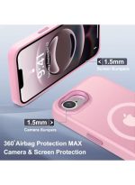 Mobile Phone Case iPhone 16e [Compatible with MagSafe] Translucent Matte Magnetic Shockproof Anti-Fingerprint Protective Case Case, Pink - Image 3