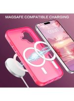 Mobile Phone Case iPhone 17 [Compatible with MagSafe] Translucent Matte Magnetic Shockproof Anti-Fingerprint Protective Case 6.9 Inch Case, Bright pink - Image 2