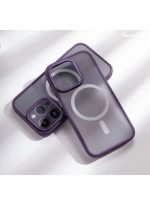 Mobile Phone Case iPhone 16 [Compatible with MagSafe] Translucent Matte Magnetic Shockproof Anti-Fingerprint Protective Case Case, Purple