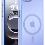 Mobile Phone Case iPhone 16e [Compatible with MagSafe] Translucent Matte Magnetic Shockproof Anti-Fingerprint Protective Case Case, Blue