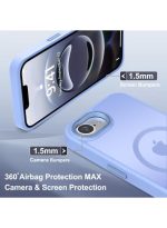 Mobile Phone Case iPhone 16e [Compatible with MagSafe] Translucent Matte Magnetic Shockproof Anti-Fingerprint Protective Case Case, Blue - Image 2