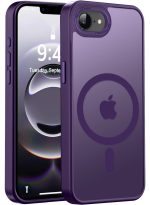 Mobile Phone Case iPhone 16e [Compatible with MagSafe] Translucent Matte Magnetic Shockproof Anti-Fingerprint Protective Case Case, Purple