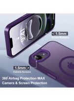 Mobile Phone Case iPhone 16e [Compatible with MagSafe] Translucent Matte Magnetic Shockproof Anti-Fingerprint Protective Case Case, Purple - Image 3