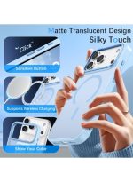Mobile Phone Case iPhone 17 Pro [Compatible with MagSafe] Translucent Matte Magnetic Shockproof Anti-Fingerprint Protective Case 6.9 Inch Case, Blue - Image 4