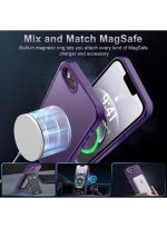 Mobile Phone Case iPhone 16e [Compatible with MagSafe] Translucent Matte Magnetic Shockproof Anti-Fingerprint Protective Case Case, Purple - Image 2