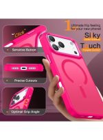 Mobile Phone Case iPhone 17 Pro [Compatible with MagSafe] Translucent Matte Magnetic Shockproof Anti-Fingerprint Protective Case 6.9 Inch Case, Bright pink - Image 2