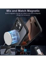 Mobile Phone Case iPhone 16 pro [Compatible with MagSafe] Translucent Matte Magnetic Shockproof Anti-Fingerprint Protective Case Case, Black - Image 2