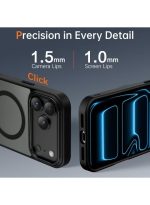 Mobile Phone Case iPhone 17 Pro [Compatible with MagSafe] Translucent Matte Magnetic Shockproof Anti-Fingerprint Protective Case 6.9 Inch Case, Black - Image 3