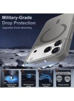 Mobile Phone Case iPhone 17 Pro [Compatible with MagSafe] Translucent Matte Magnetic Shockproof Anti-Fingerprint Protective Case 6.9 Inch Case, Grey - Image 5