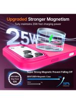 Mobile Phone Case iPhone 17 Pro [Compatible with MagSafe] Translucent Matte Magnetic Shockproof Anti-Fingerprint Protective Case 6.9 Inch Case, Bright pink - Image 4