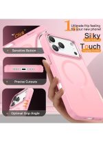 Mobile Phone Case iPhone 17 Pro [Compatible with MagSafe] Translucent Matte Magnetic Shockproof Anti-Fingerprint Protective Case 6.9 Inch Case, Pink - Image 4
