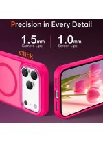 Mobile Phone Case iPhone 17 Pro [Compatible with MagSafe] Translucent Matte Magnetic Shockproof Anti-Fingerprint Protective Case 6.9 Inch Case, Bright pink - Image 5
