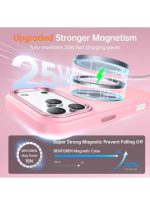 Mobile Phone Case iPhone 17 Pro [Compatible with MagSafe] Translucent Matte Magnetic Shockproof Anti-Fingerprint Protective Case 6.9 Inch Case, Pink - Image 3