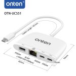 Onten OTN-UC551 4-in-1 USB-C to Gigabit Ethernet Adapter - Image 4